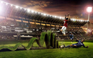 Man jumping soccer ball field - adobe photoshop free wallpaper for desktop
