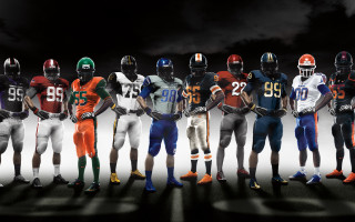 Football players standing line uniforms - a line free wallpaper