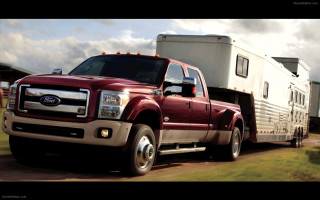 Red truck driving road trailer - doug ohlson free wallpaper