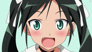 Girl greeneyes longblackhair funnyface yandere - her eye wide open free wallpaper
