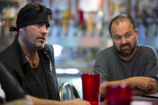 Man bandana table black shirt - sitting free wallpaper