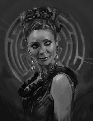 Woman braid necklace drawing art - her hair and a necklace free wallpaper