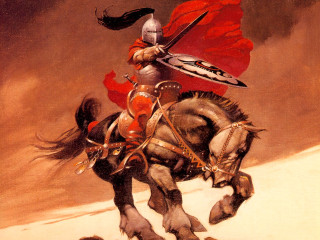 Man riding horse sword shield - frazetta free wallpaper