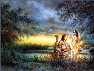 Native americans rain lake harp - western free wallpaper