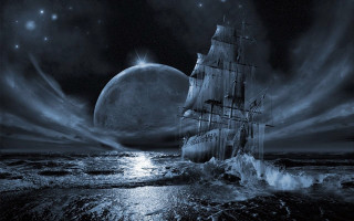 Ship ocean moon sailing night - a. hardy free wallpaper