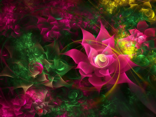 Psychedelic flower fractals glowing plant - smaller free wallpaper