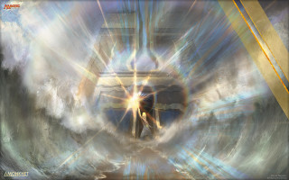 Tunnel light person standing center - epsylon point free wallpaper