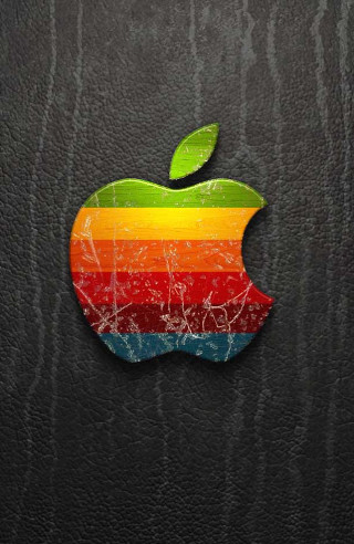 Apple logo rainbow stripe leaf - letterism free wallpaper for mobile