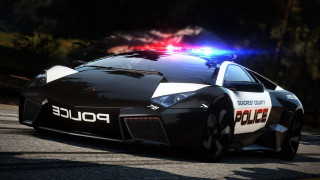 Police car driving street forest - unreal engine 5 free wallpaper