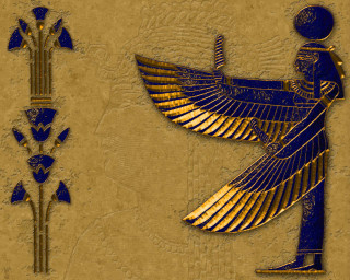 Egyptian god golden blue flowers - a golden background free wallpaper