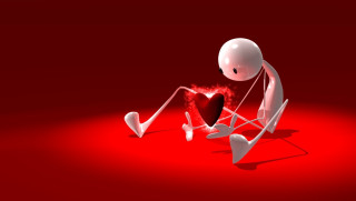 Person sitting heart red background - a red light free wallpaper for desktop
