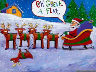 Santa claus sleigh reindeers dog - a sleigh free wallpaper