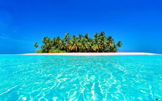Small island palm trees ocean 12 - clear blue water free wallpaper