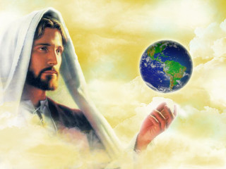 Man robe holding globe looking - a globe free wallpaper