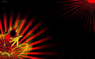 Red yellow demon face starburst - light effect free wallpaper