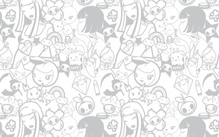 Cartoon characters white gray background - and a bird free wallpaper