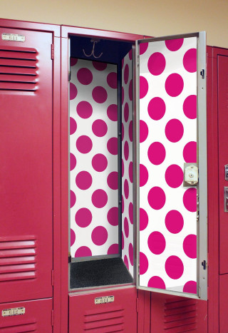 Pink white polka dot locker - vibrant color scheme free wallpaper for mobile