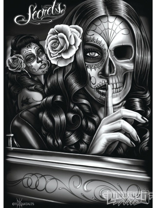 Woman skeleton face rose forehead - illustration free wallpaper for mobile