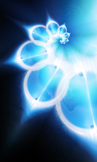 Blue flower black background white - volumetric free wallpaper for mobile