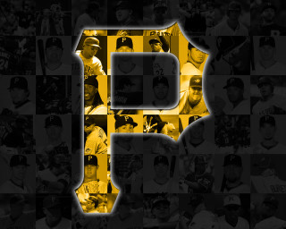 Baseball players collage letter p - process art free wallpaper