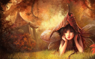 Woman fairy hat dragon tail - chen chun free wallpaper