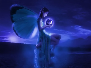 Fairy holding crystal ball purple - a crystal ball free wallpaper