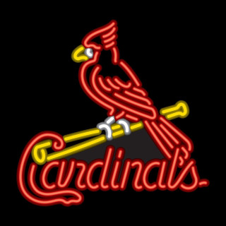 Neon sign cardinals building bird - precisionism free wallpaper for tablet