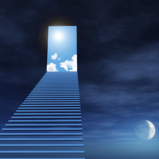 Stairway bright light moon astronaut - bright free wallpaper for tablet