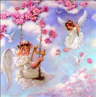Angels swinging in sky with - anne stokes free wallpaper for tablet