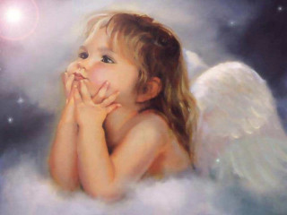 Little girl angel wings cloud - angel free wallpaper