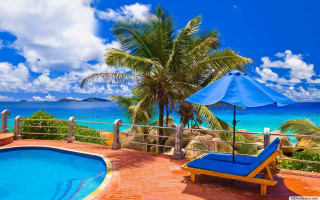 Ocean pool deck chair umbrella 3 - a pool free wallpaper