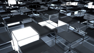 Large group black white cubes - modular constructivism free wallpaper