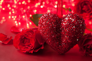 Red heart decoration roses background - anne dunn free wallpaper
