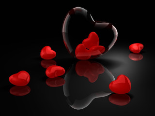 Heart reflections romantic love 3d - red heart free wallpaper
