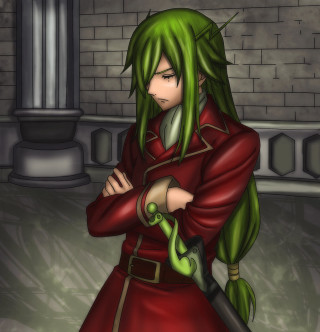Green hair red coat snake - a green snake free wallpaper for tablet
