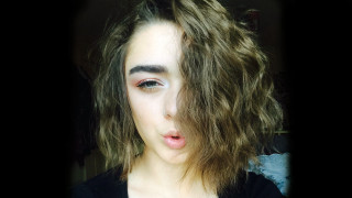 Weird woman wind blowing hair - her face and hair free wallpaper