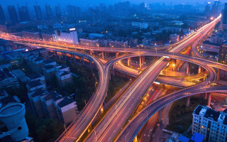 City intersection night traffic lights - multiple free wallpaper