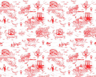 Kitsch storybook park drawing dog - carriage free wallpaper