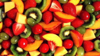 Pile of fruit with kiwis 2 - grape free wallpaper