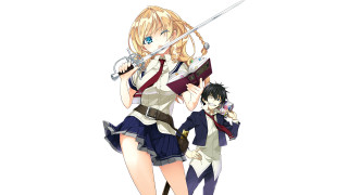 Anime couple swords pose picture - a picture together free wallpaper