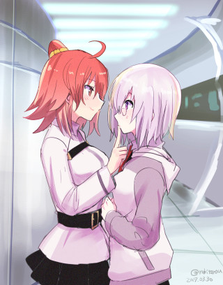 Anime girls mirror room light - free sci-fi wallpaper