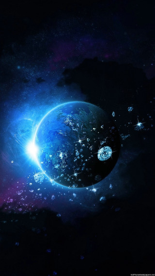 Blue black space star planet - free space wallpaper
