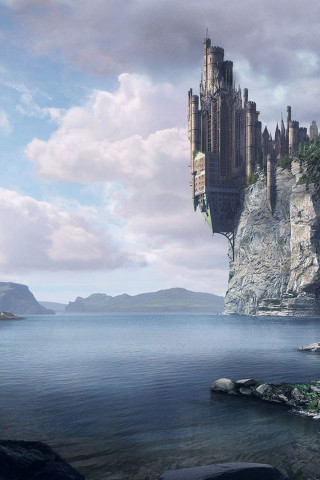 Castle cliff boat mountain sunset - a body of water free wallpaper for mobile