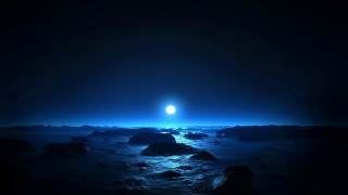 Dark ocean bright blue light - moonlight free wallpaper
