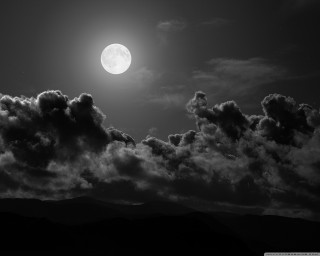 Full moon clouds mountains black 6 - full moon free wallpaper