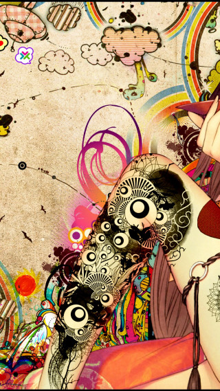 Woman tattoo cellphone ear - anime art free wallpaper for mobile