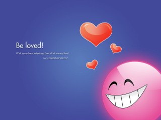 Pink smiley face hearts blue - a message free wallpaper for desktop