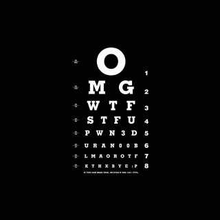 Eye chart black background white - expressive free wallpaper for tablet