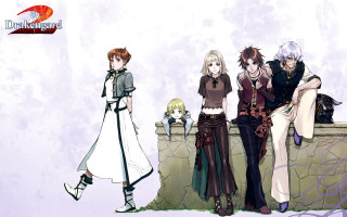 Anime characters wall purple background - final free wallpaper