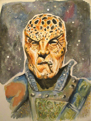 Leopard head man blue green - free sci-fi wallpaper for mobile